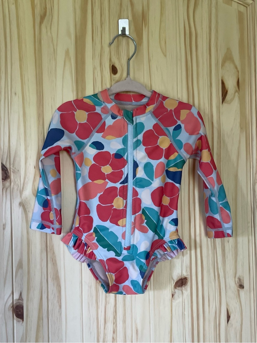 Tea Collection Floral Baby Long-Sleeve One-Piece Rash Guard Swimsuit 9-12 months